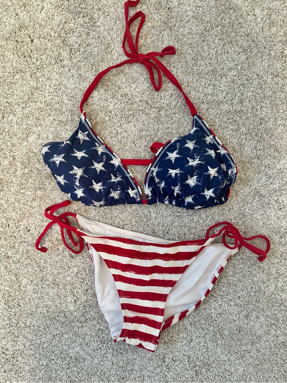 Xhilaration Red & White Striped Bikini
